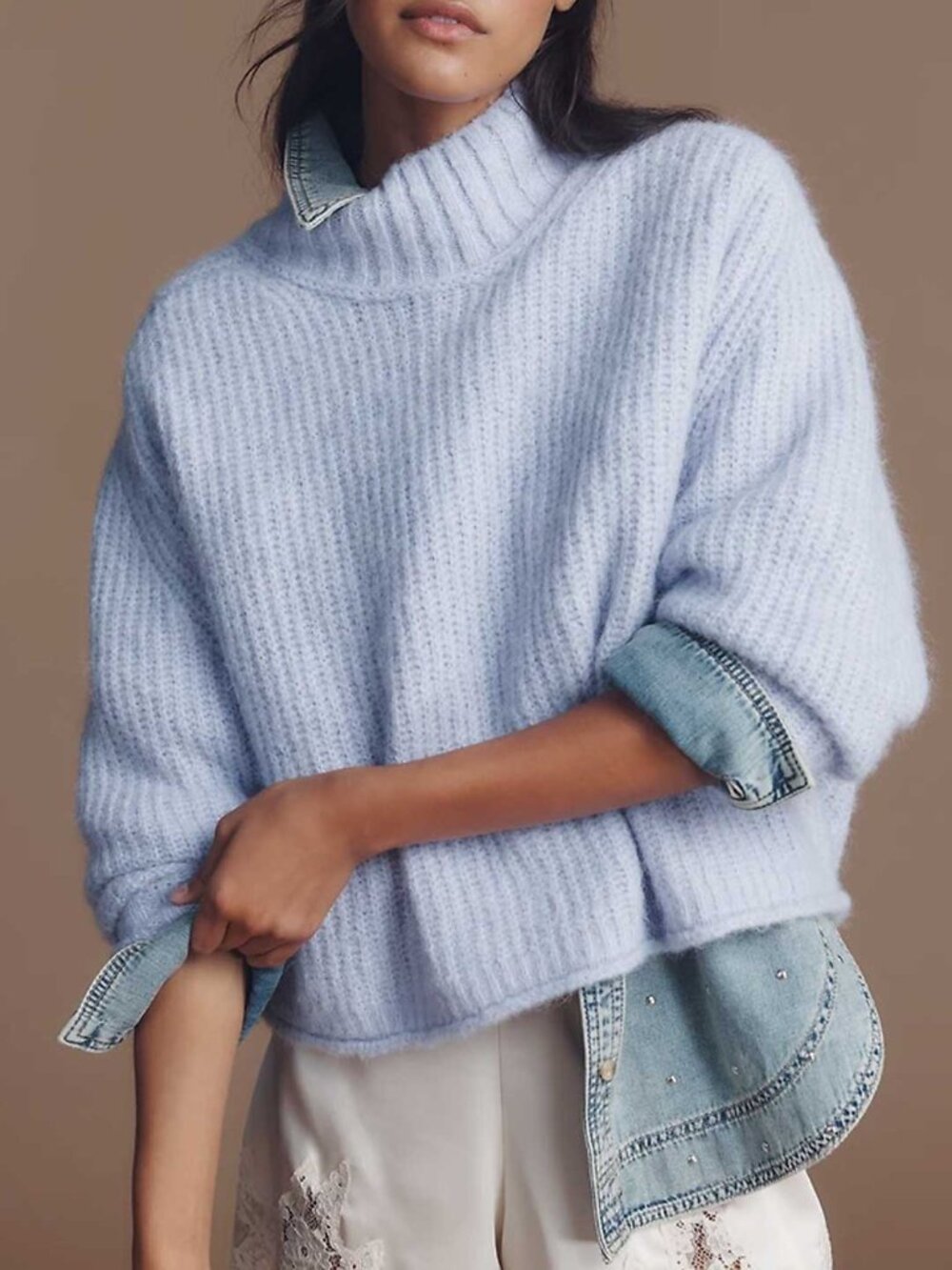 Anthropologie Pilcro Dawn Mock-Neck Chunky Sweater XS